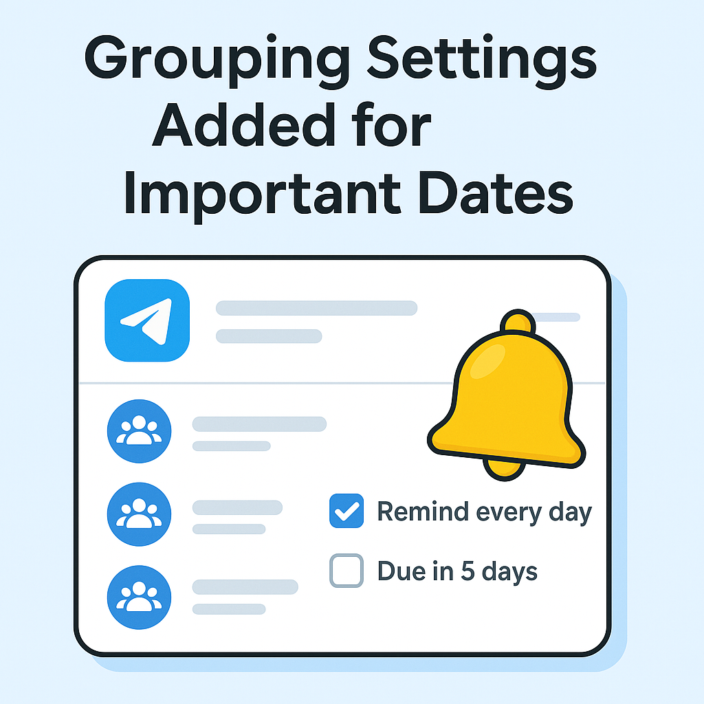 Grouping settings added for important dates